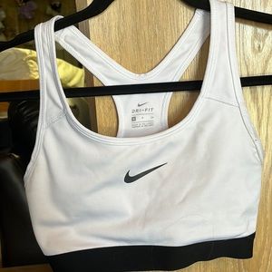 white nike racer back sports bra